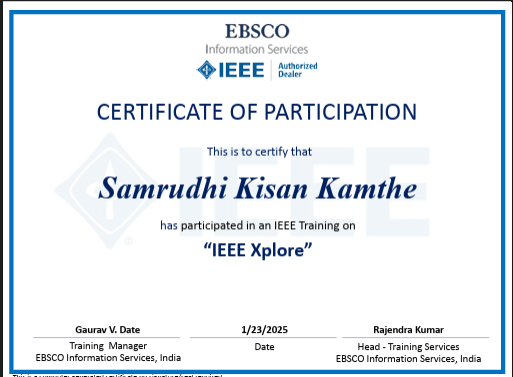IEEE Explore Certificate or Document
